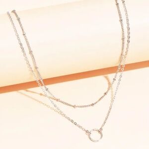 5/$30 Exquisite Silver Chain Necklace With Hollow Round Adjustable Chain